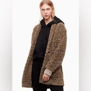 Aritzia Wilfred Free Grete jacket Size XXS Cozy Brown Teddy Coat Casual Fall
